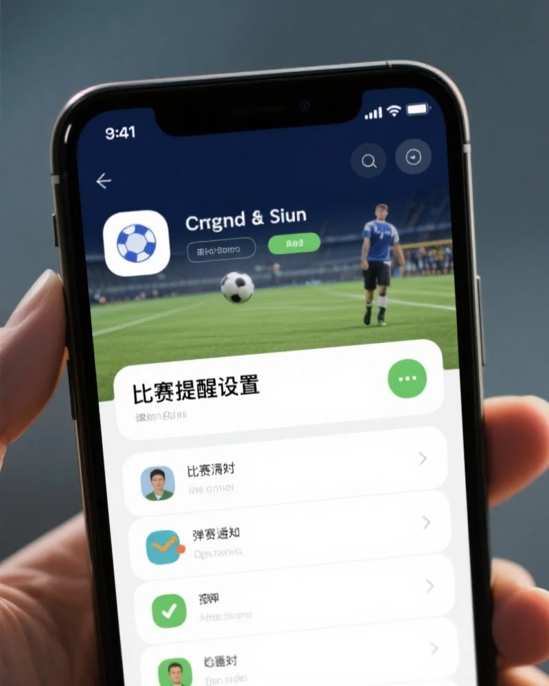 K云体育App上的比赛提醒设置界面